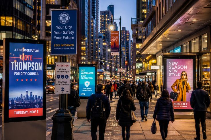 busy streets with obvious political posters
